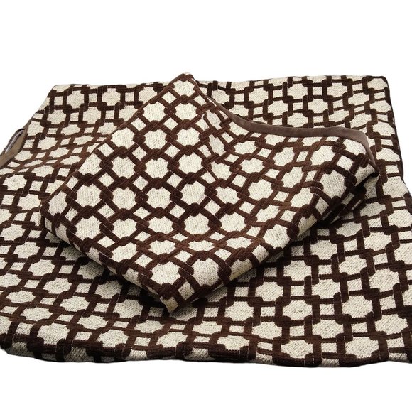 Rodeo Home Pillow Covers Interlocking Squares Lattice, Pair of 20x20 in Brown